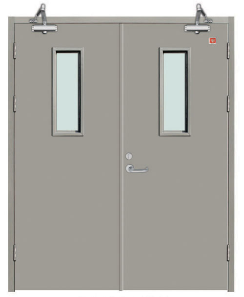 鋼質雙扇帶玻璃防火門